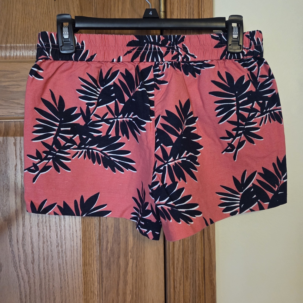 J. Crew Red and Black Leaf Print High Waist Shorts